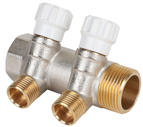 MVI Коллектор латунный с регулирующими вентилями MVI 1&amp;quot;x1/2&amp;quot;x2 выхода