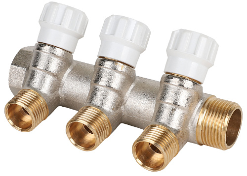 MVI Коллектор латунный с регулирующими вентилями MVI 3/4&amp;quot;x1/2&amp;quot;x3 выхода