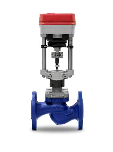 Комплект: Клапан регулирующий двухходовой Серия 100, Tmax = 150°C, PN16, корпус чугун + Электропривод TW-3000 (макс. приводное усилие 3000Н)
