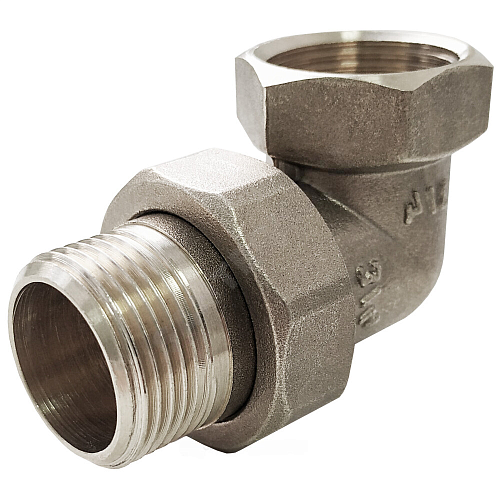Соединитель латунь никель американка Ду 15 (1/2&amp;quot;) угловой ВР/НР VALFEX VF.098.N.012