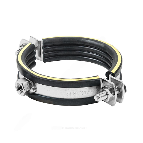 Хомут крепежный сталь оц с резиновой прокладкой DAMMGULAST с желтой полоской Дн 108-118 (4&amp;quot;) М12 б/к SBC Mupro 122353