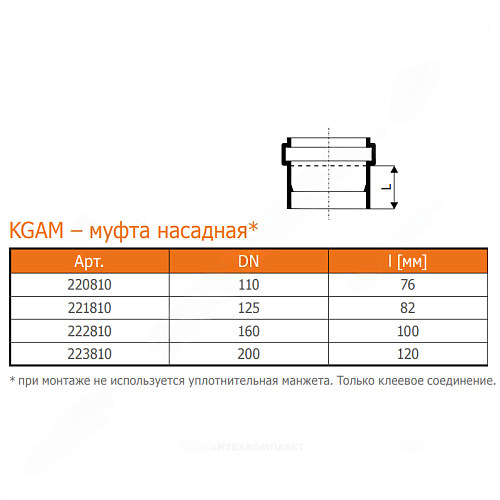 Муфта НПВХ насадная коричневая Дн 110 б/нап в/к п/клей KGAM Ostendorf 220810