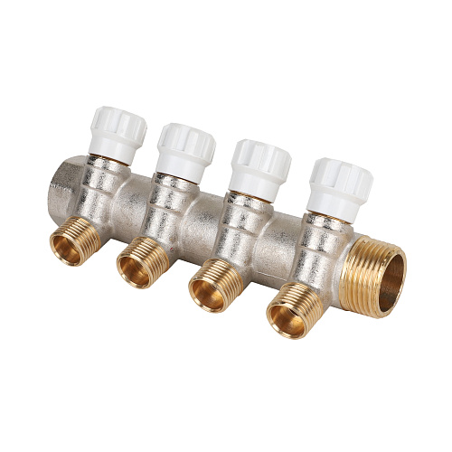 MVI Коллектор латунный с регулирующими вентилями MVI 1&amp;quot;x1/2&amp;quot;x4 выхода