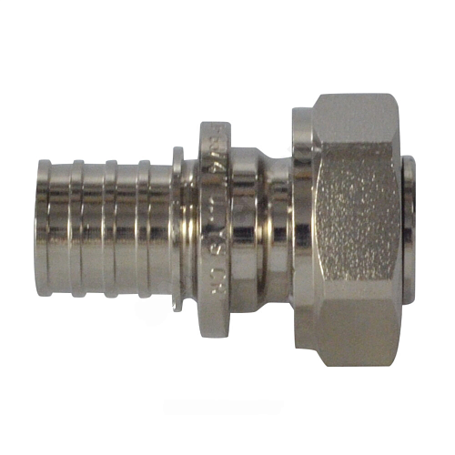 Соединитель для PE-X труб аксиальный латунь никель Дн 20х3/4&amp;quot; под евроконус с накидной гайкой RAUTITAN Rehau 11691761001