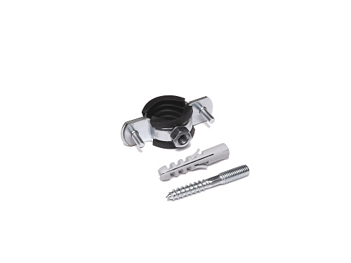 Хомут металлический 3/4&amp;quot; (25-28) со шпилькой и дюбелем