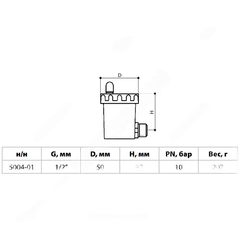 Воздухоотводчик автоматический латунь 5004 Ду 15 Ру10 G1/2&amp;quot; НР угловой Aquasfera 5004-01 .