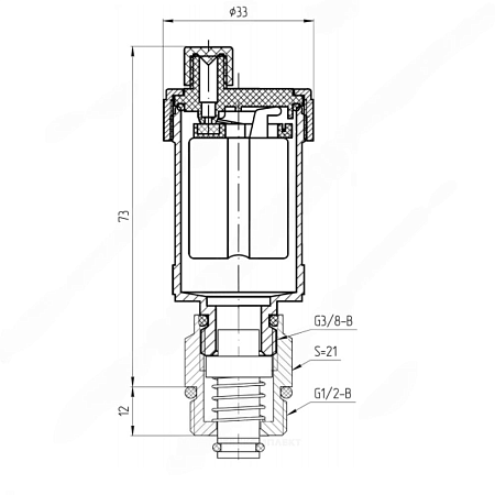 Воздухоотводчик автоматический латунь 5010 Ду 15 Ру10 G1/2&quot; НР прямой Aquasfera 5010-01