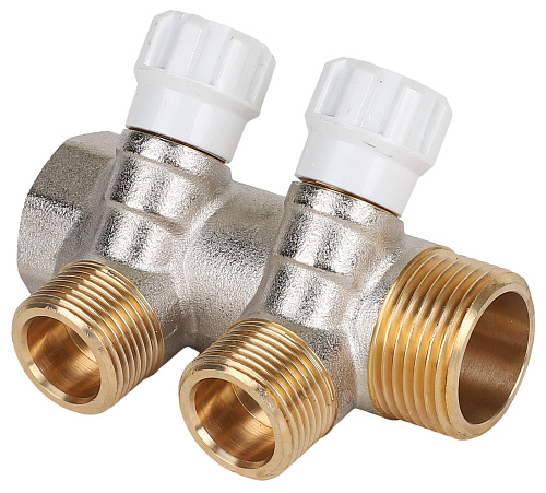 MVI Коллектор латунный с регулирующими вентилями MVI 1&amp;quot;x3/4&amp;quot;x2 выхода