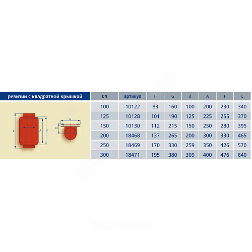 Ревизия чугун SML Ду 100 с прямоугольной крышкой б/растр FP PREIS 10122