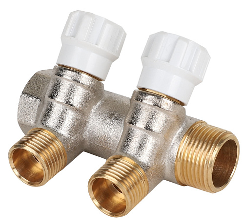 MVI Коллектор латунный с регулирующими вентилями MVI 3/4&amp;quot;x1/2&amp;quot;x2 выхода